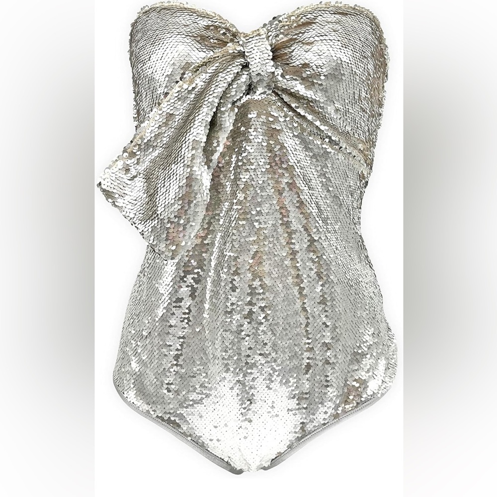 ADRIANA DEGREAS
Sequins Strapless Swimsuit/Top With Bow